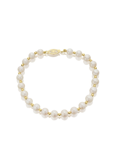 9ct gold freshwater pearl beaded bracelet