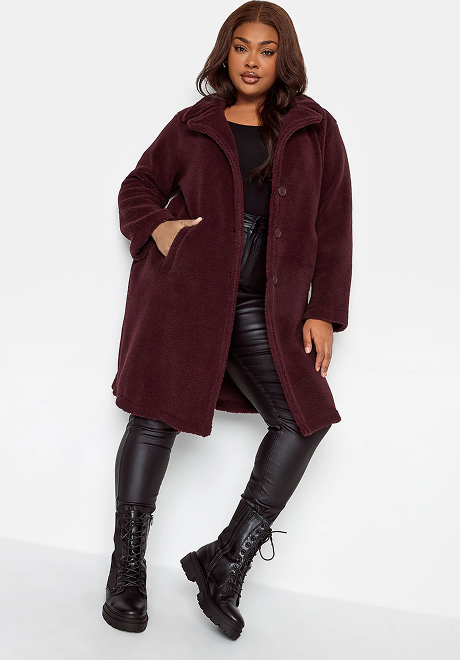Curve dark red faux fur coat
