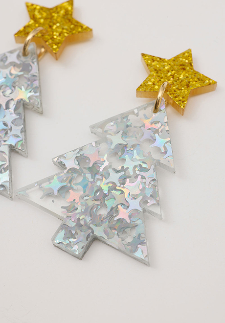 Sparkle Christmas tree drop earrings