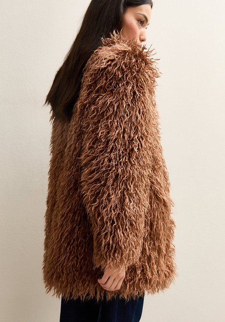 Tan fur midi coat