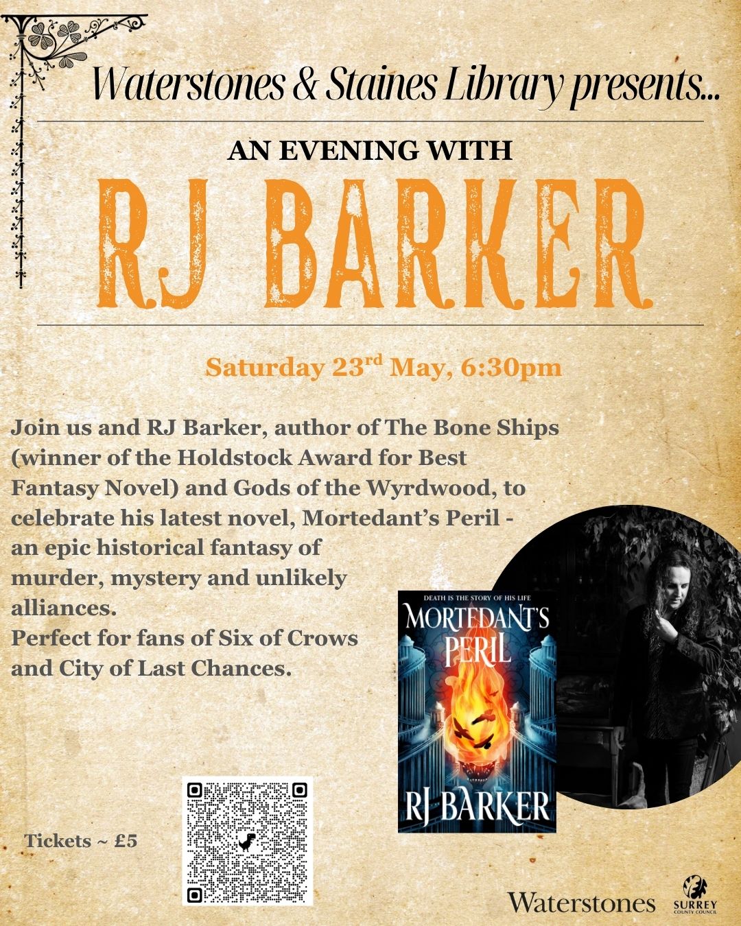 Waterstones & Staines Library presents RJ Barker